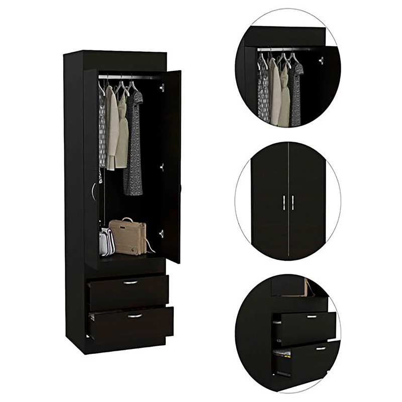 Armoire 2 tiroirs Willow Grove, Noir