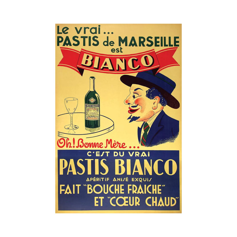 Pastis De Marseille Bianco by Vintage Apple Collection - Wrapped Canvas Gallery-Wrapped Canvas Giclée