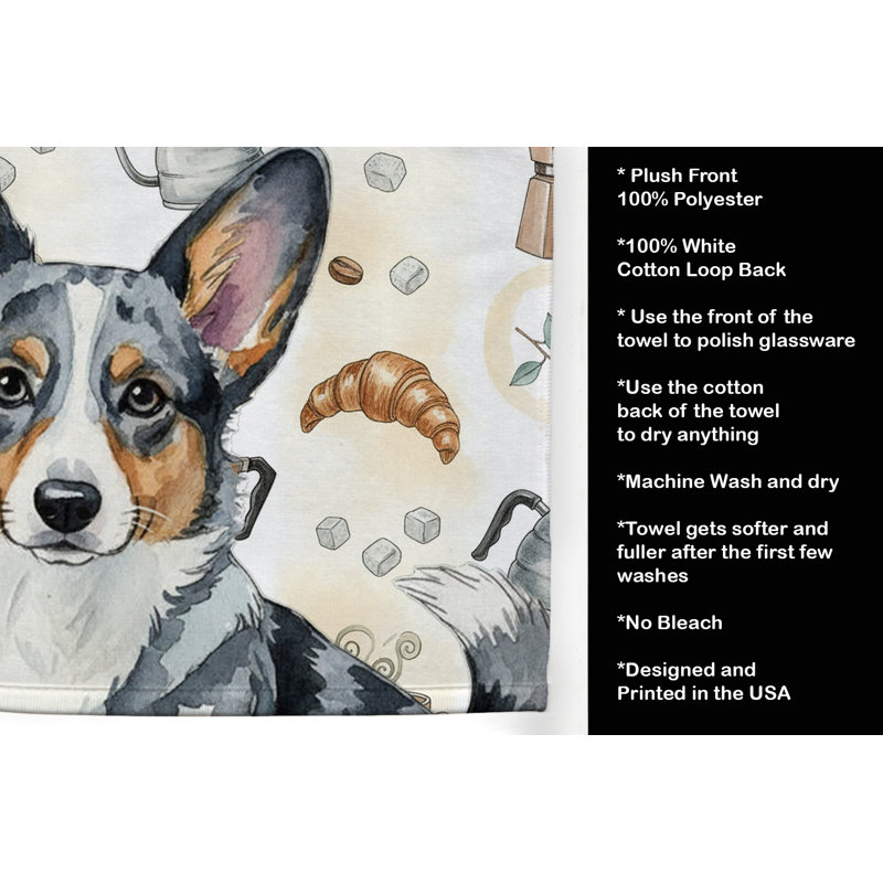 Serviette de cuisine Coffee Bar, Bleu Merle Cardigan Welsh Corgi