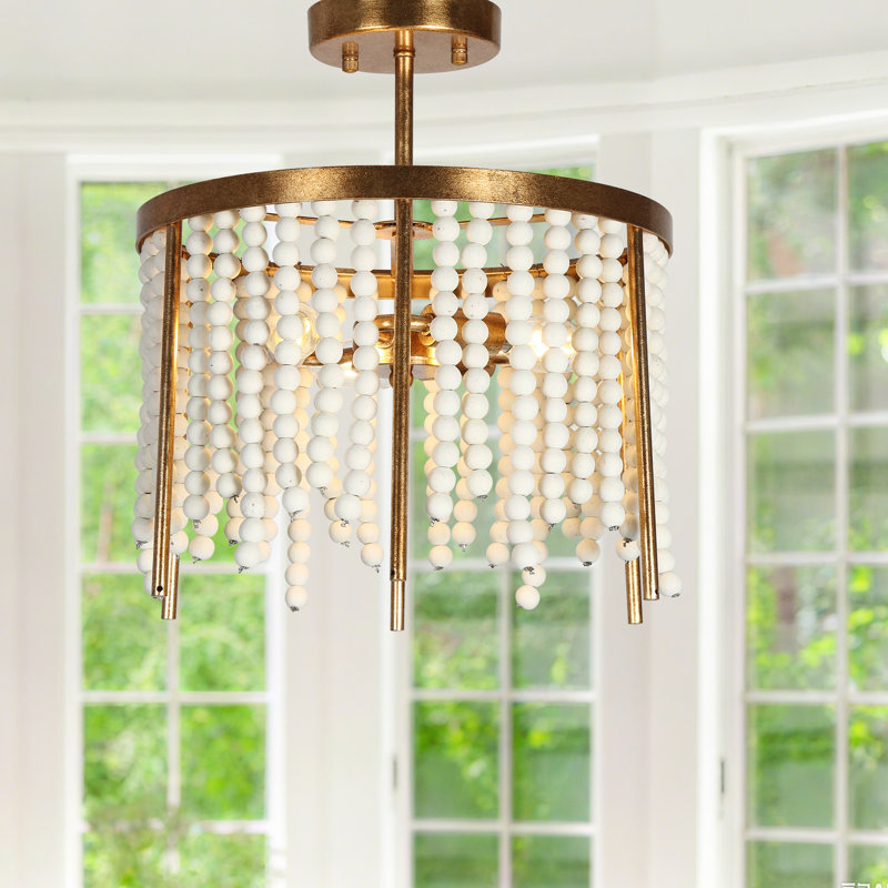 3-Light Dimmable Semi-Flush Mounted Coastal Ceiling Light for Foyer Hallway Stairwell Kitchen