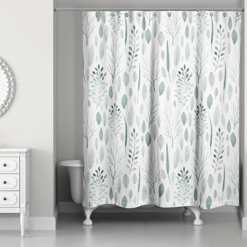 Perine Floral Single Shower Curtain, Green