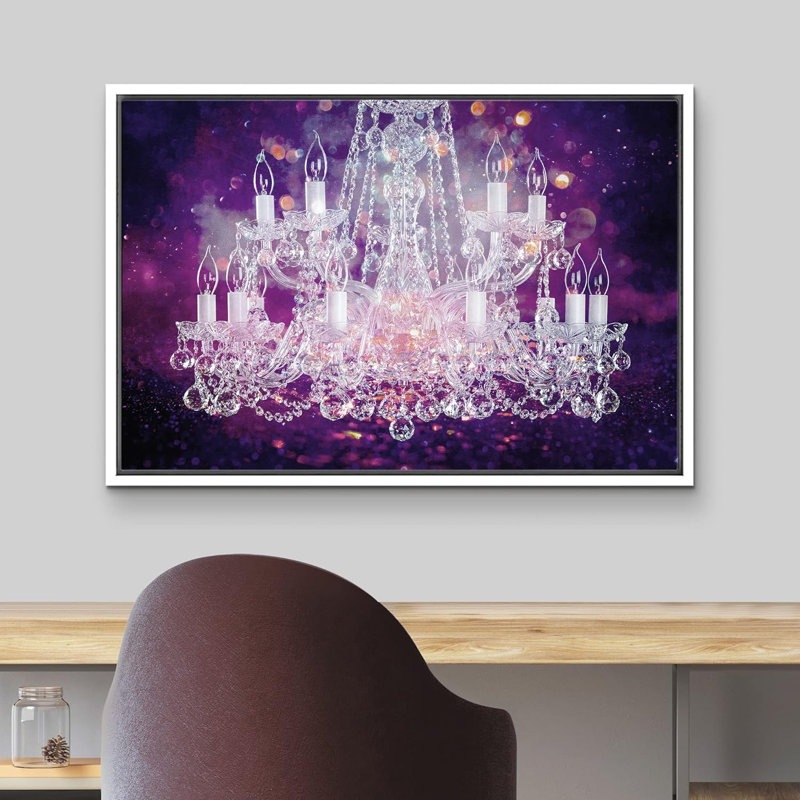 Lustre en cristal mauve scintillant mauve, lumières de style, contemporain, relax, calme, art mural sur toile