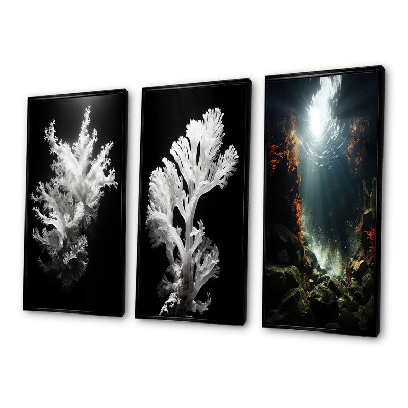 Aqua Serenade Under Water Corail, H 28 po x l 36 po, Cadre flottant noir