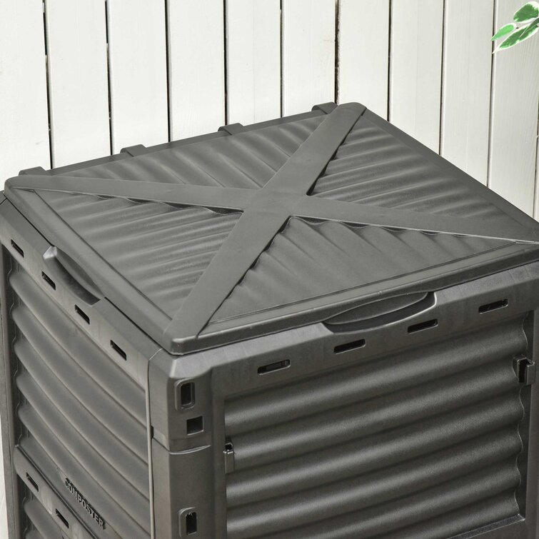 80 Gal. Large Capacity Stationary Composter Garden Compost Bin in Black