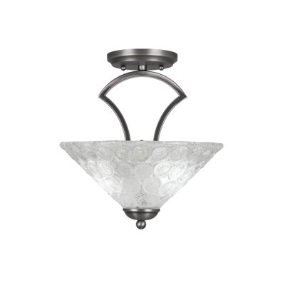 Zilo Semi-Flush 2-Bulbs Shown In Dark Granite Finish With 12" Italian Bubble Glass