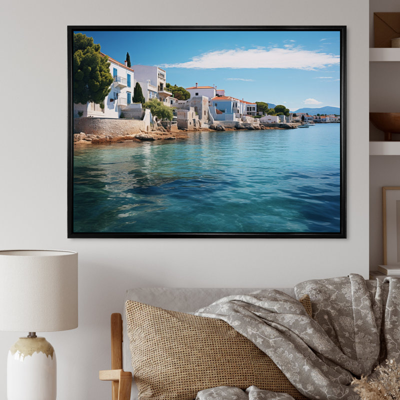 " Greece Saronic Serenade II ", H 30 po x l 40 po, Cadre flottant noir