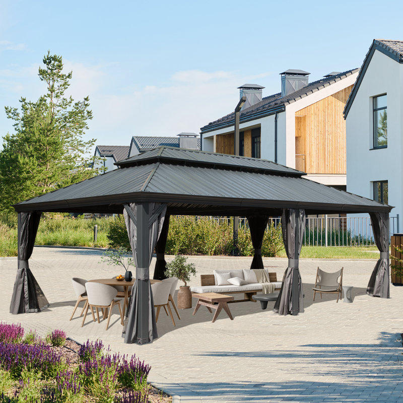 Pavillon de jardin en acier galvanisé L 14 pi. D Pavillon de jardin en aluminium