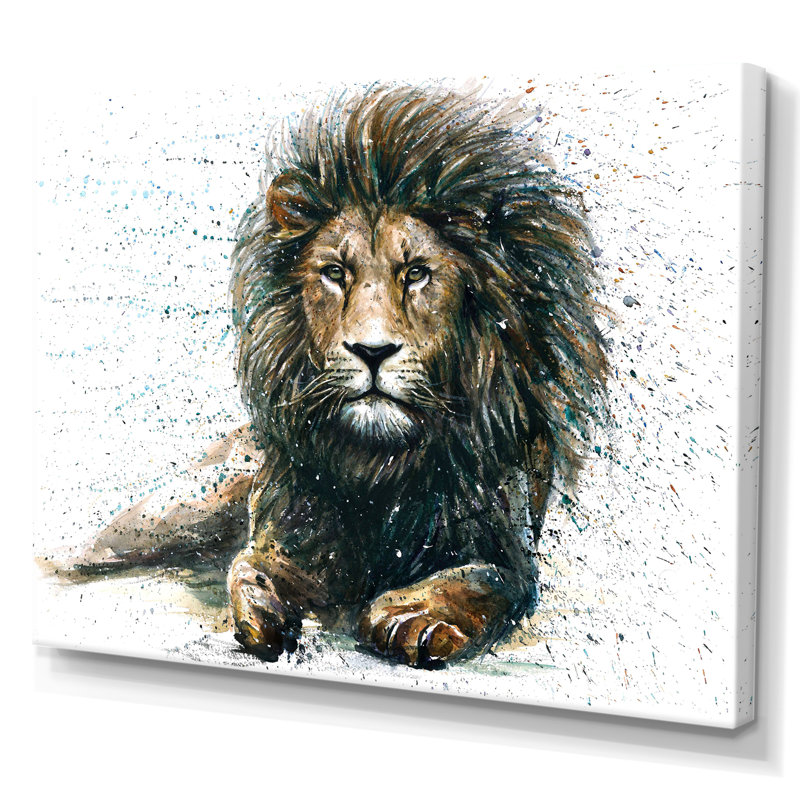 Lion animaux prédateurs - reproduction de cadre photo sur toile, H 24 po x l 36 po x P 1 po, Toile tendue