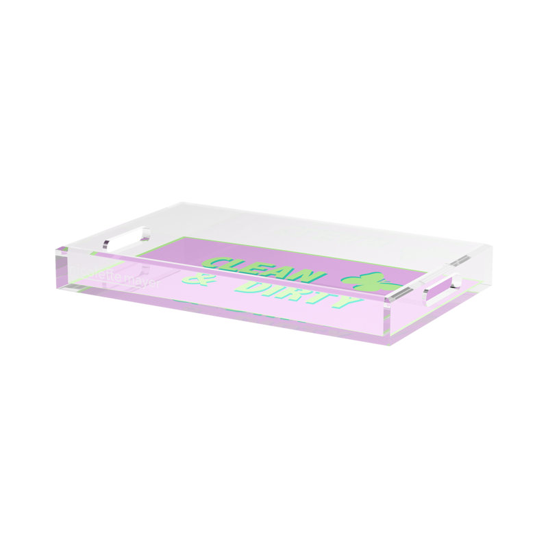 Abstract Decorative Tray, 2" H x 17" W x 10.5" D, Lime/Lilac