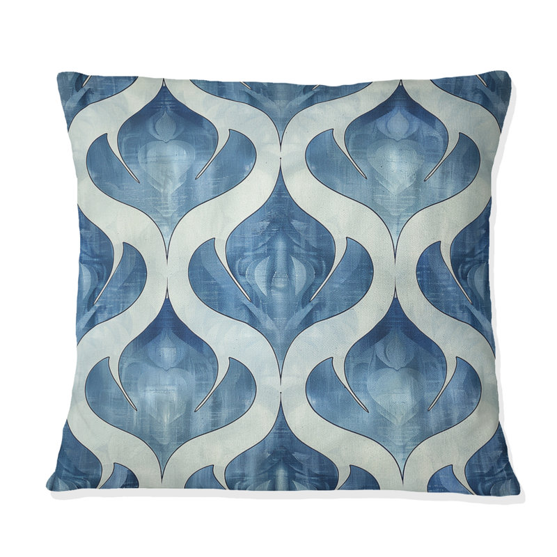 Coussin moderne bleu et blanc Ogee Patten IV, H 18 po x l 18 po