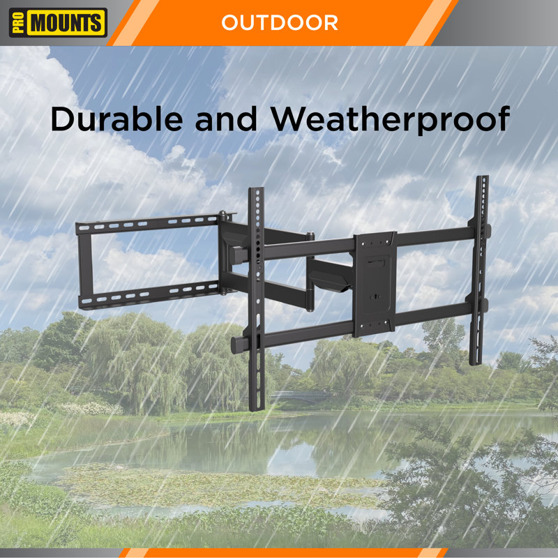 Black Full Motion Outdoor TV Wall Mount for 32"-75" Screens