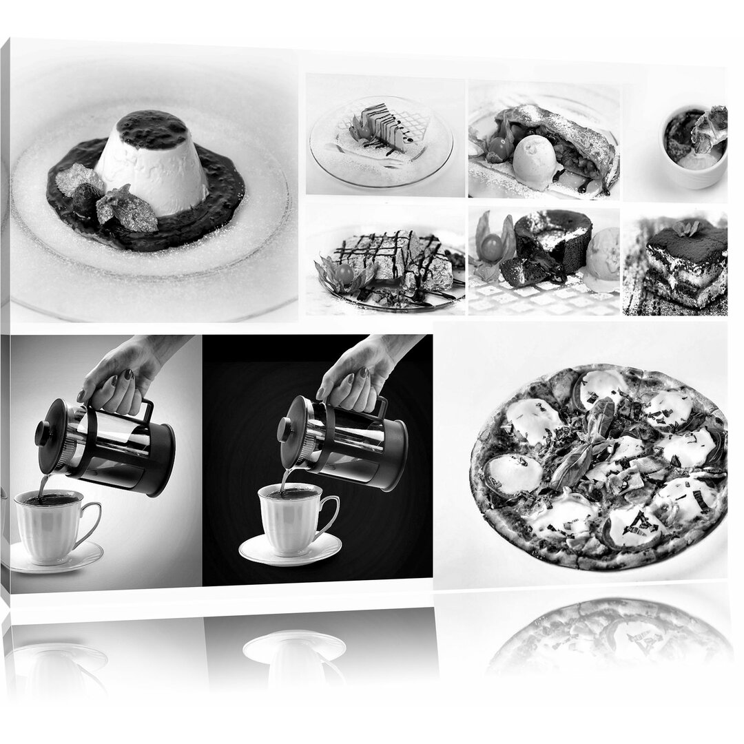 Leinwandbild Köstliche Kaffeeedesserts in Monochrom