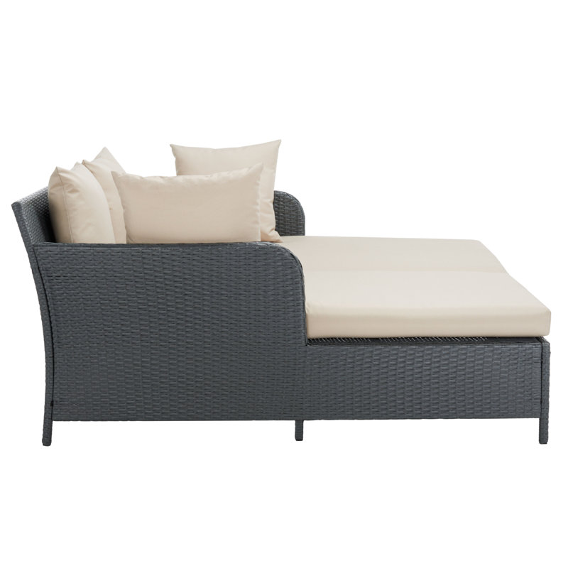 Andromeda Double Chaise Lounge with Cushion, Titanium/Sand