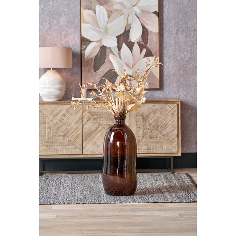 Orange Organic Shaped Recycled Glass Tall Vase, Pecan Brown