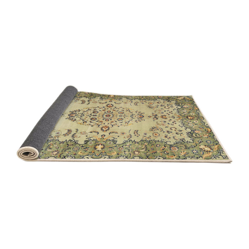Tapis traditionnel vert / beige, Rond 4 pi