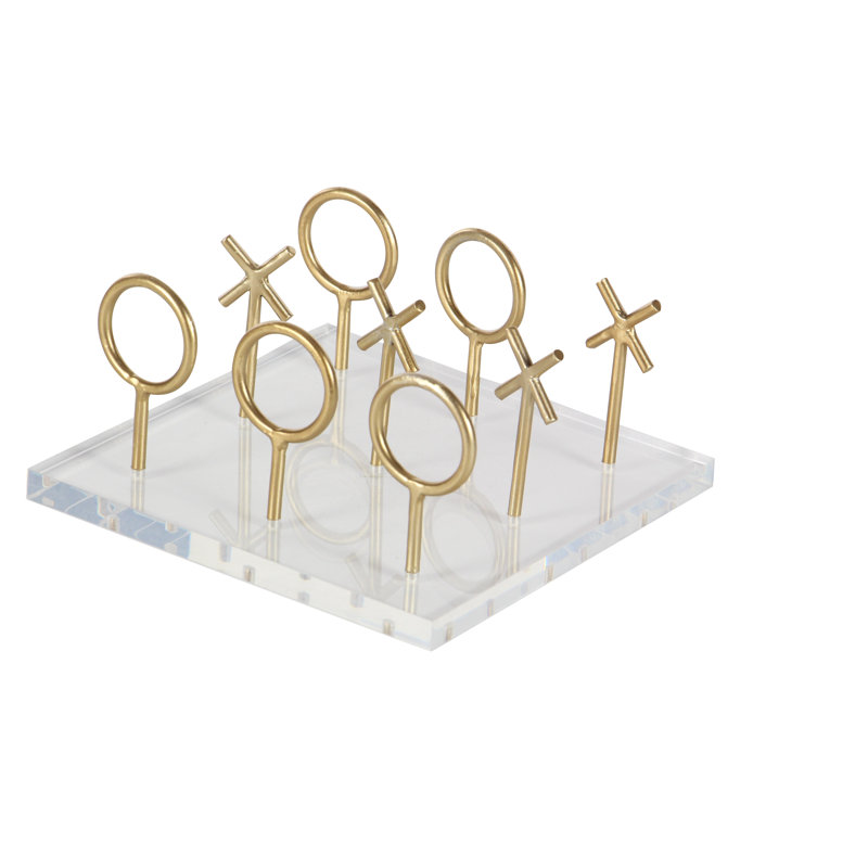 Gold and Clear Acrylic Tic Tac Toe Game Set