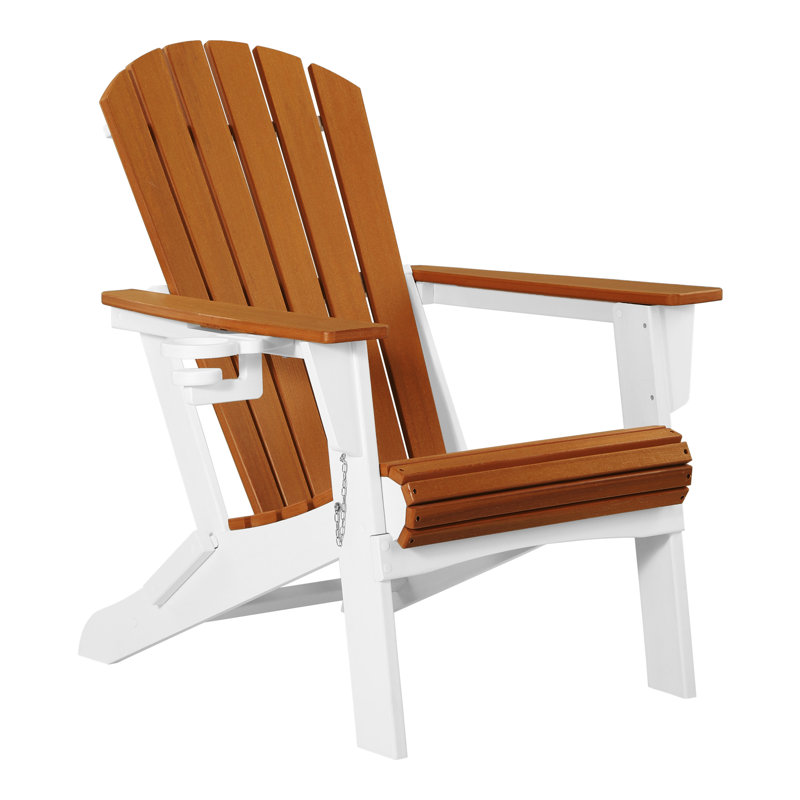 Chaise Adirondack pliante, blanc, Jaune brun / blanc