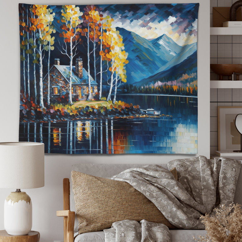 Tapisserie en polyester avec des punaises, H 50 po x l 60 po