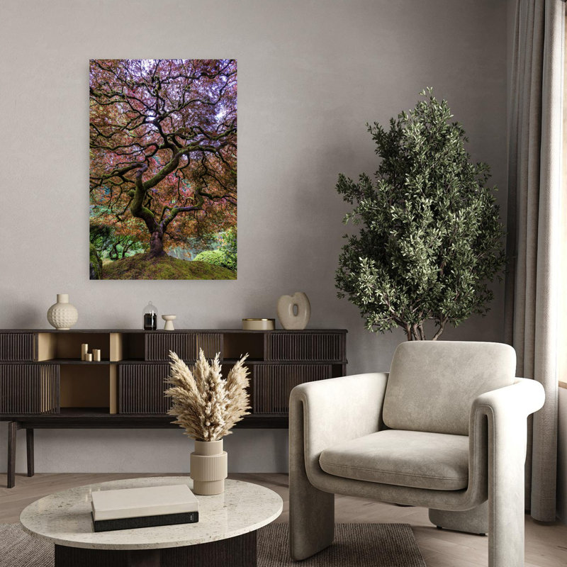 Dashiell Contemporary Art Peaceful Serene Tranquil Maple Tree Autumn Landscape Wall Art - Wrapped Canvas Print
