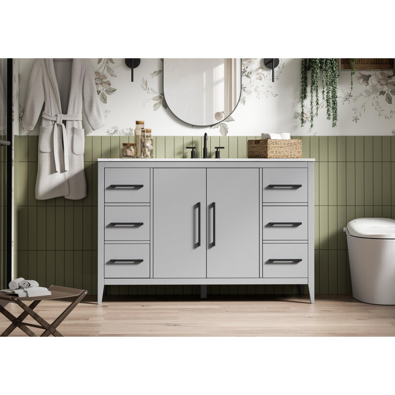 54 Inch Single Bathroom Vanity, Gray