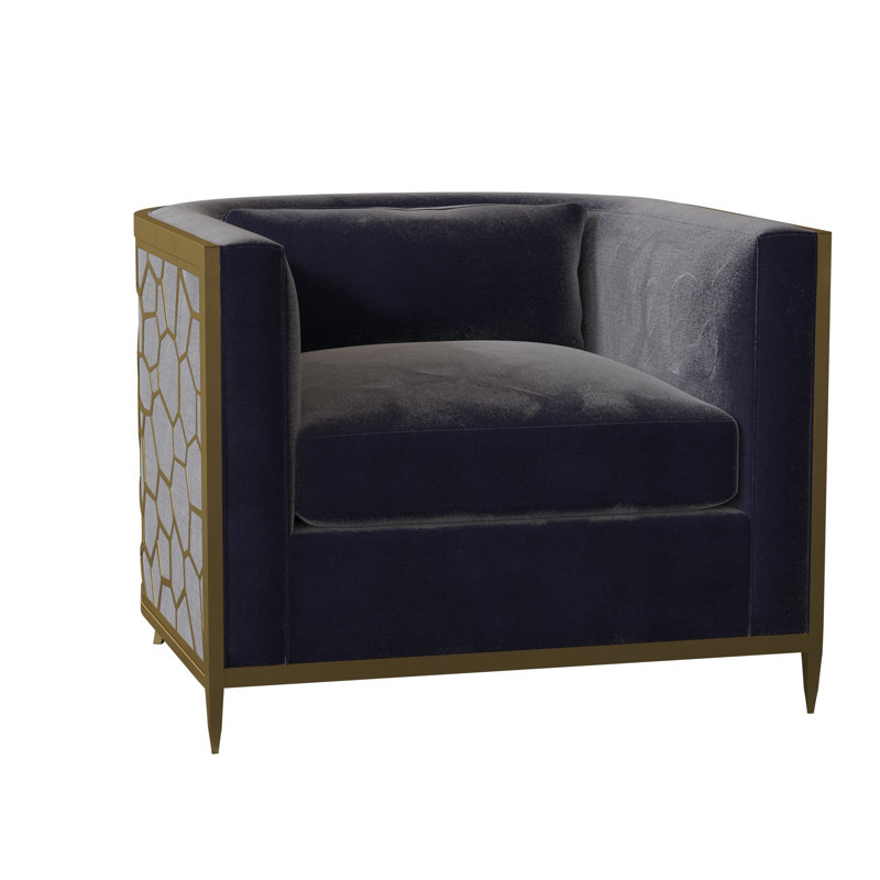 Caracole Upholstery Barrel Chair, Off-white Linen, Gold
