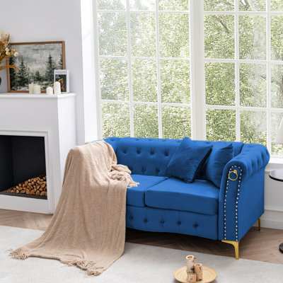  64.1" Retro-Style Velvet Loveseat