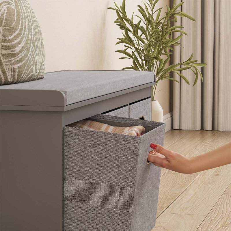 3 Pair Shoe Storage Bench, Grey