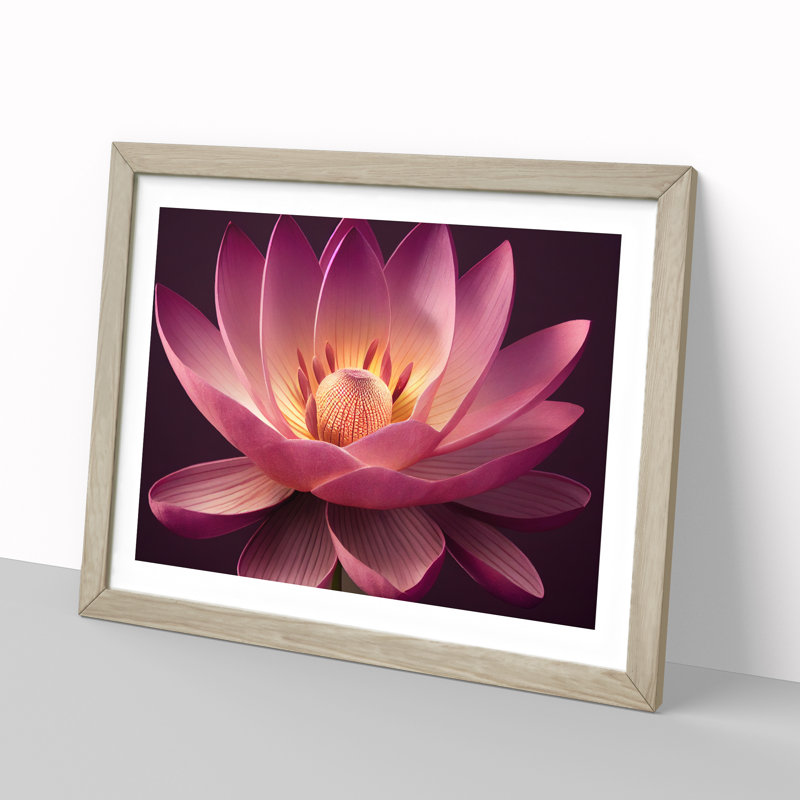 Dashing Lotus Flower - Framed Print, 46cm H x 64cm W x 2cm D, Oak