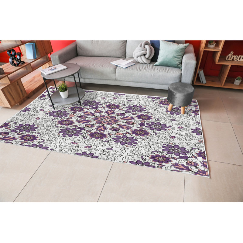 Tapis aubergine pâle, Rectangle, de 3 pi 11 po x 5 pi 10 po