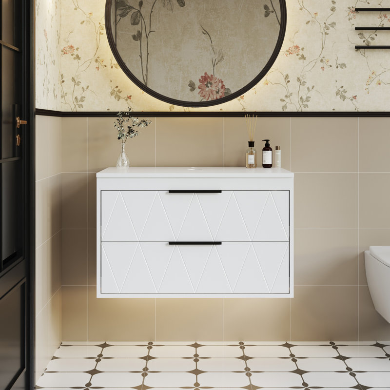 Sharee 30" Modern Wall Mounted Single Bathroom Vanity Base Only, Vessel Sink not Included, White