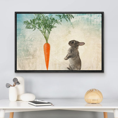 Animals " Rabbit With Carrot On Abstract Blue Animals Wildlife "