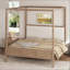Lit plateforme à baldaquin en bois avec tête de lit tapissier, aucun sommier nécessaire-131125073-131125070
