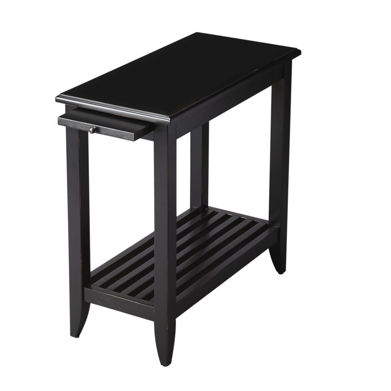 Parkhur End Table with Storage, Distressed Black Licorice