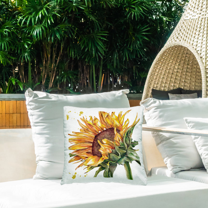 Coussin d'extérieur moderne imprimé tournesol moderne par Studio 731 rep. Levison Designs