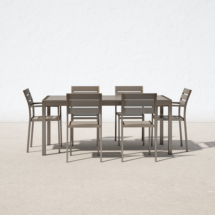 Aynura Rectangular 6 - Person 71" Long Aluminum Dining Set