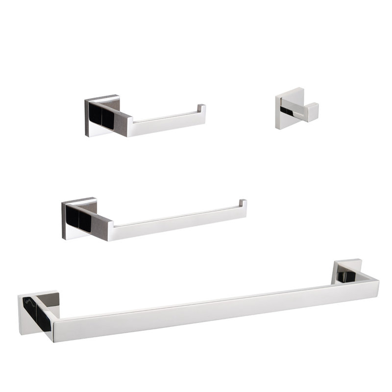 4 pièces de quincaillerie de salle de bain en mélange, rouille, design élégant, installation et fonctionnement faciles, fabrication en acier inoxydable, bords lisses, évite la rouille et les rayures, étapes simples