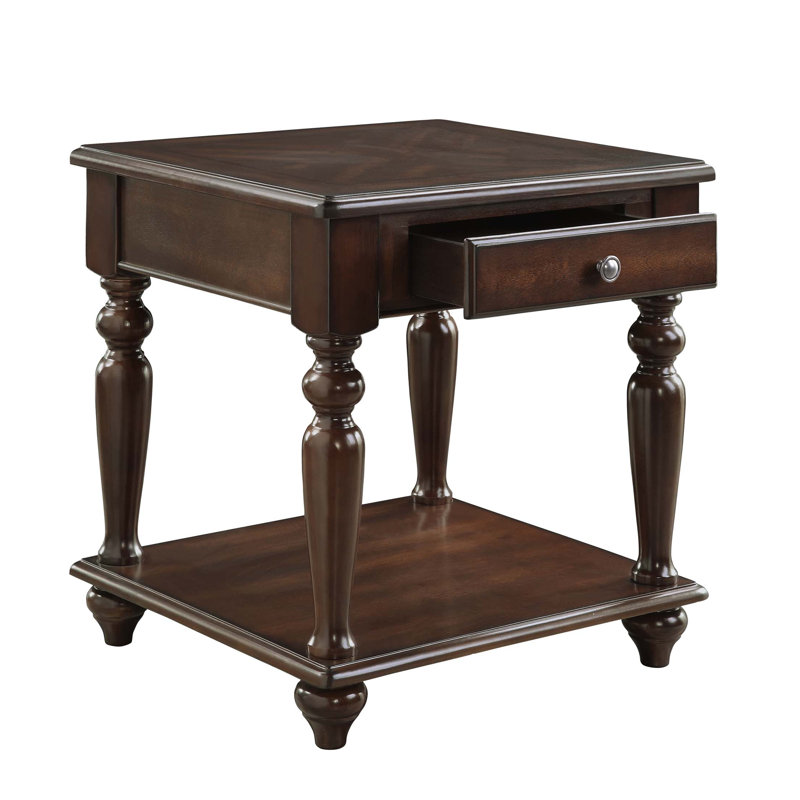 Table de bout de style moderne moderne avec tiroir et tablette inférieure, fini espresso, meubles de salon 1pc