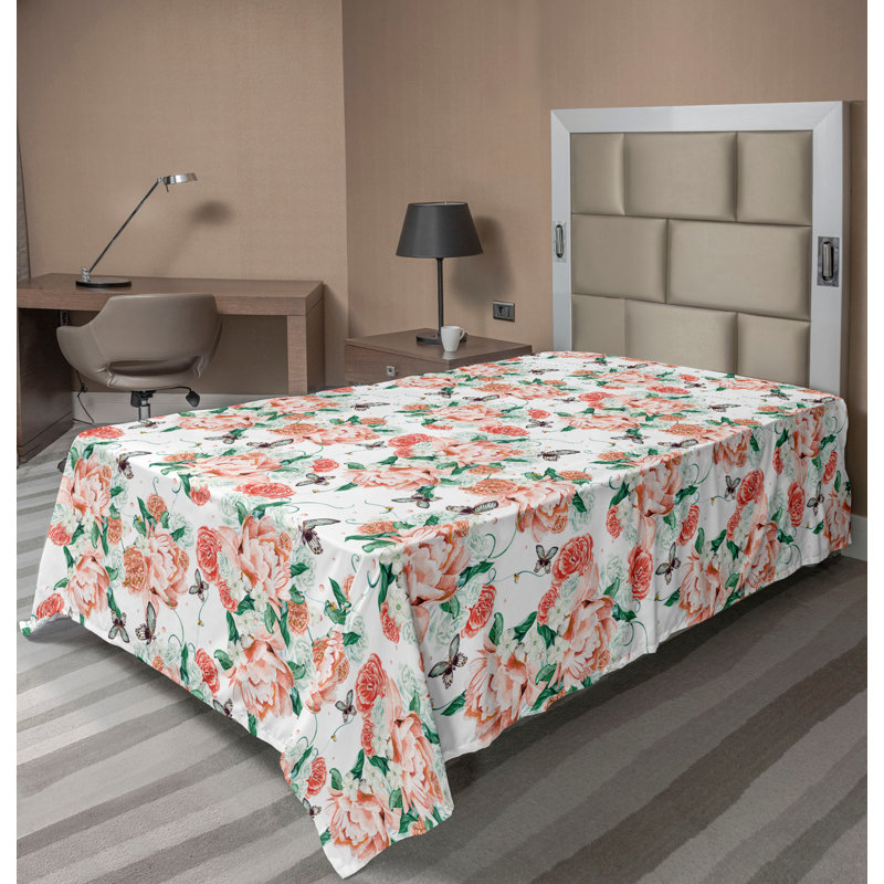 Drap-housse romantique Ambesonne Wild Spring, Drap plat pour lit simple