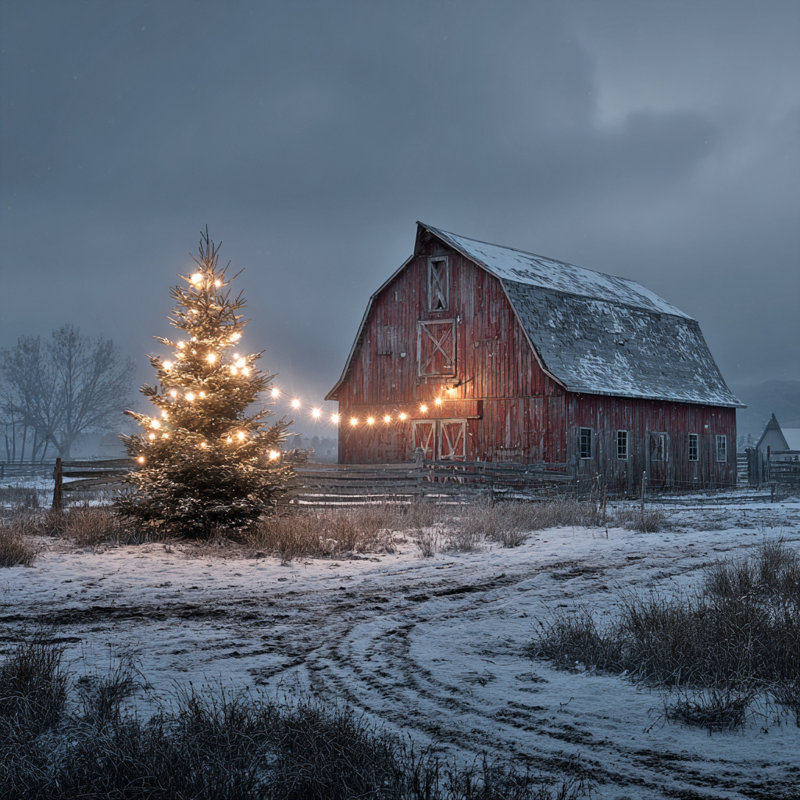«Barn Barn in Snow Rustic Winter Scene», art mural sur toile tendue, H 30 po x l 30 po