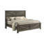 Rustique gris grand lit 1pc tête de lit design unique meubles de chambre à coucher en bois simples accents métalliques-19800091