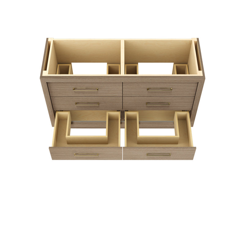 Meuble-lavabo à double tiroir Avalon, Patine naturelle, Or satiné, 60"