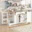 Multi-Functional Kitchen Island Sideboard - Extendable Dining Table, Adjustable Shelves, 3-Tier Pull-Out Rack-1579207244