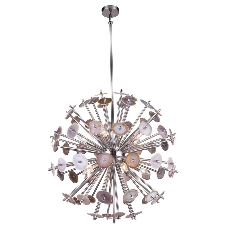 Lustre en forme de globe 10 lumières Modern, Nickel brillant