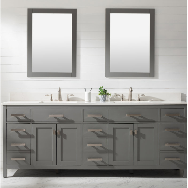 Ensemble de meuble-lavabo double 84 po Binion, Gris