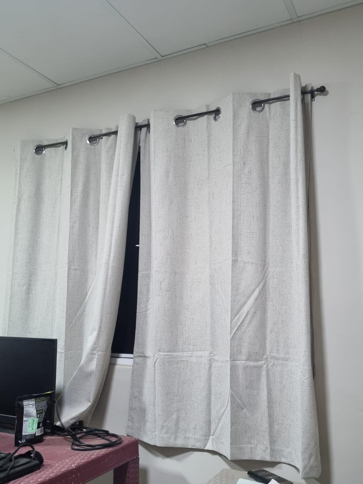 Hokku Designs Ivory Durable Thick Textured Linen,Blackout Grommet Extra