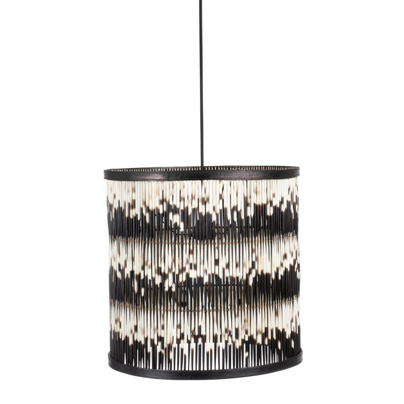 Quill Triple Drum Pendant Light  w/ Leather Trim