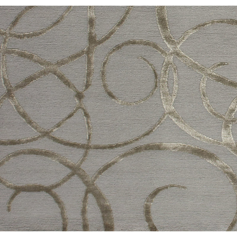 Abstract Area Rug in Pewter/Brown, Rectangle 10' x 14'