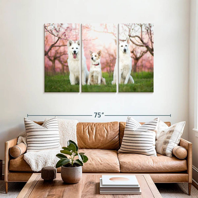 Famille de chiens, 36" H x 57" W