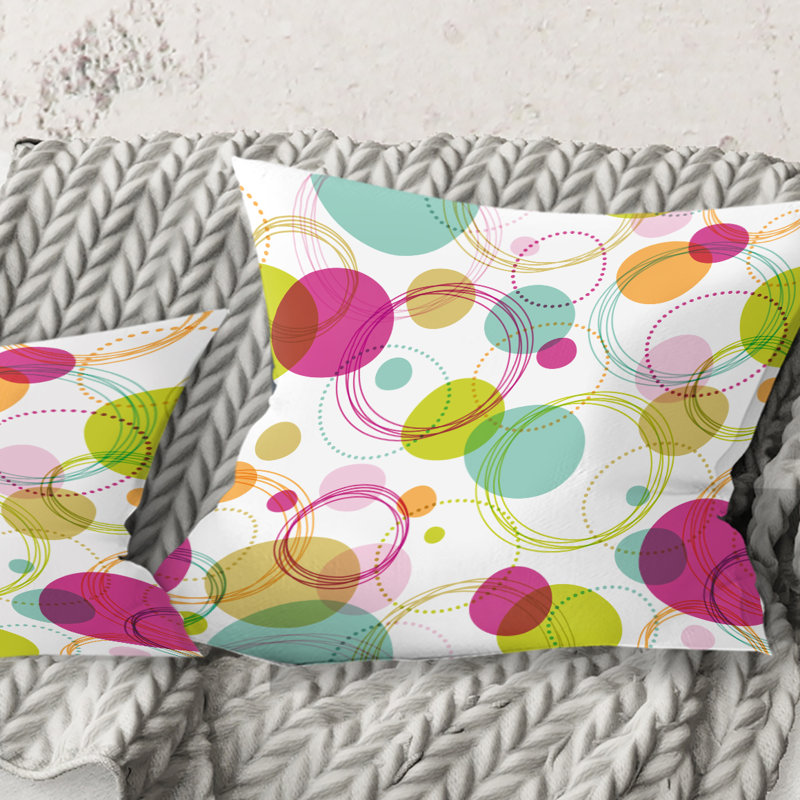 Coussin décoratif rétro imprimé circulaire II - Mid-Century, 16 po x 1 po