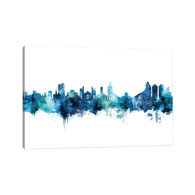 Boulder Colourado Skyline Blue Teal by Michael Tompsett - Wrapped Canvas Gallery-Wrapped Canvas Giclée
